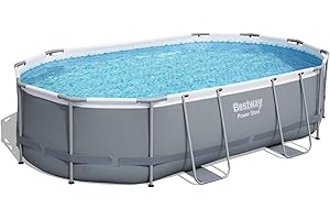 BESTWAY 56448 - Piscina Desmontable Tubular Power Steel Oval 488x305x107 cm Depuradora de cartucho de 3.028 litros/hora