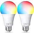 Fitop WiFi Smart Bulb E27, LED Bulb Dimmable Warm White Light and RGB Colour Changing Light, 9W 806LM Compatible with Alexa/Google Home, Voice Control, No Hub Required 2 Pack