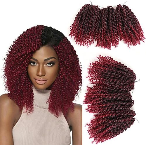 8Inches One Pack Marlybob Kinky Curly Hair Wavy Hair Crochet Hair Synthetic Hair Braiding Hair Extension (#1/Bug)
