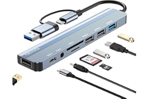 OLIVERIA Hub USB C 8 w 2, wieloportowy adapter do Macbooka, adapter USB, hub USB-C z czytnikiem kart SD i TF, porty USB 3.0 i USB 2.0, porty audio 3,5 mm, do MacBooka, Galaxy, iPada