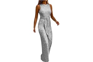 WOXIHUAN Tuta Da Donna Con Lacci Senza Maniche Con Zip In Paillettes Tinta Unita Sexy Jumpsuit Senza Spalline Slim Cocktail Festa Pantalone Tutine Tuta Intera Playsuit Elegante Monopezzi E Tutine Da Donna