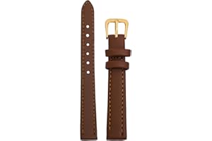 brileze Ladies Watch Strap Soft Genuine Thin Leather Watch Bands for Women 12mm Quick Release Womens Flat Replacement Watch Straps with Stainless Steel Buckle, Brown