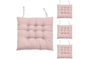 Hengrongshen 4 Piezas Cojines para Sillas Rosa Grisáceo, Cojin Silla Exterior 40 x 40 Cm, Cojin Silla con Correa, Cojines Sillas Terraza para Silla de Jardín, Silla de Ordenador, Silla de Oficina