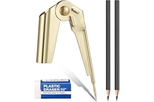 DBTW 90mm Accurate Marking Scribing Compass Set, Gold Woodworking Compass Scriber, Multipurpose Drafting Circle Scribe Tool, Adjustable Drawing Compass with Pencil Rubber for Geometry Carpenter