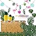 Produktbild Ucradle Hawaiian Party Dekoration Kit (66 Stücke) Hawaii Luau Tischröcke Hibiscus Grass Tischrock Tropischen Banner Künstliche Palmenblätter, Foto Requisiten Zubehör für DIY Garten Beach Party Dekor