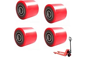 TOOSOAR 4 Pezzi Ruote per Transpalle Poliuretano 80 x 70mm,con Cuscinetti a Sfera Ruote di Ricambio per Carrelli Sollevatori