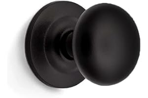 ARCO HERRAJES ARCO · Pomo Fijo para Puerta de Entrada – Acabado Negro Mate | Diseño Redondo Robusto | Pomo Decorativo para Exterior | Incluye Tornillos de Fijación