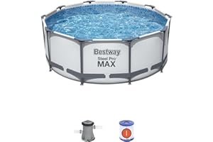 Bestway - Piscina Desmontable Tubular Bestway Steel Pro MAX 305x100 cm con Depuradora Cartucho 1.249 L/H con Escalera