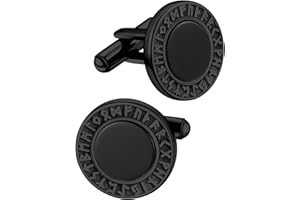 FaithHeart Cufflinks for Men, Vintage Style Viking Runes Compass/Wolf/Celtic Cross/Gothic Skull/Masonic Cuff Links Stainless Steel/Black, With Gift Box