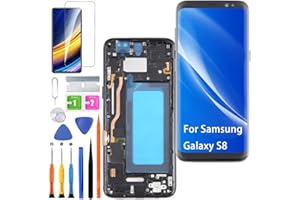 HLYGZX Ersatz Display für Samsung Galaxy S8 LCD Bildschirm TFT ,G950F G950FD G950U Display Bildschirm Touch Digitizer Assembly Reparaturteile Kit(Schwarz mit Rahmen,Ohne Fingerabdruck,Not Curved Screen)