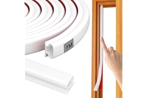 Symyda 7M White Rubber Weather Stripping Door Seal Strip,D-Shape Window Seal Strip Self-Adhesive Weather Stripping,Draught Excluder for Door Frame Insulation Soundproof,Suit for 2.5 to 6mm Gap