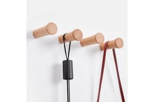 HomeDo Wall Hooks Perchero de madera, para Montaje en Pared, para Entrada, Estante para Sombreros, Ganchos Decorativos, toallero, Gancho para Cargas Pesadas (R3.5-Haya-10 cm, 6 Piezas)