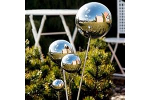 DHliIQQ 19mm~120mm High Gloss Glitter Steel Ball Sphere Mirror Hollow Ball for Home 1pcs Ornament Decoration Garden Supplies mini install Lawn Metal Festive garden 78mm steel steel install stand ball