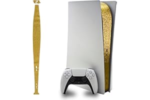 Luck&Link Stickers Skin ps5 Console Partie Centrale protège la Peau texturée Stickers Anti - Rayures, ps5 Digital & Disc Edition (Honeycomb-Or, PS5(2020))