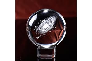 MEIYIFAN Sfera di Cristallo 3D,60mm Sfera di Cristallo in Miniatura 3D,con supporto in vetro,3D Regali creativi Processing Casa Scultura Crystal Craft Crystal Decoration (Milky Way)