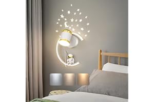 KZT Lampe Murale avec spot LED 12W Lampes de chevet Dimmable Moderne Applique Murale Interieur Espace Astronaute Lumière murales Chambre D'enfant Chevet Chambre à Coucher Garçon Fille Salon Veilleuse (B)