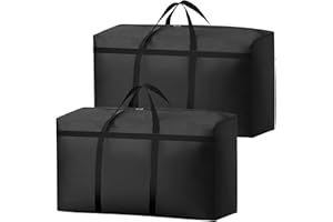 KOMABLEN 2 Stück 180L Aufbewahrungstasche für Bettdecken, 600D Oxford Umzugstaschen Bettwäsche Aufbewahrung, Wasserdicht Große Reisetasche mit Reißverschlüssen Griff Für Kleidung, Bettzeug, Decken