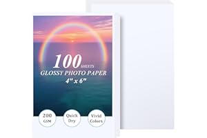 Ditwis 100 Fogli Carta Fotografica 10x15, 200 g/m² Carta Lucida per Stampanti, per Stampare Foto, Immagini, Volantini
