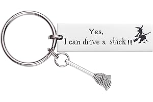 LParkin Bonito llavero divertido para mujer, regalo de bruja, llavero de Halloween Witch Yes I Can Drive A Stick, Yes I Can Drive a Stick, M