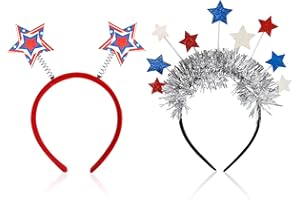 EPCDBBRT 2 Pieces Flag Headbands, Five-Pointed Star Tassel Headbands, Patriotic Party Hair Accessories, Red White And Blue Headbands, Independence Day Headbands, Holiday Party Decorations