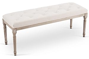 VONLUCE Taburete para Pie de Cama Tapizada en Tela 120x40x46CM Banco de Entrada en Estilo de Vintage Banqueta para Dormotorio y Salón (120x40x46CM)