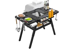 GRIHERO Support de barbecue réglable pour accessoires Ninja Woodfire - Table de barbecue d'extérieur pliable avec roues pour barbecue Ninja OG700 OG800 OG900 Series Woodfire