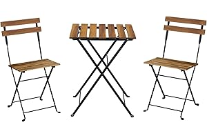 Alice's Garden sweeek - Mesa de jardín Bistro de Madera y Metal, 55 x 54 cm, sillas Plegables