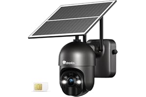 ctronics 3G/4G LTE Telecamera SIM Esterno con Pannello Solare, 2K 3MP 355°/95° PTZ Videocamera Sorveglianza Senza Fili, Visione Notturna a Colori, Rilevamento Umano PIR, Audio Bidirezionale, Grigio