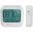 Digital Alarm Clock with Timer, Magnetic Kitchen Countdown Timers, Pomodoro Timer, Large Backlight LCD Display, Stopwatch, Vibration/Loud/Silent Volume, Battery Operated, 12/24H Time, Table Standing