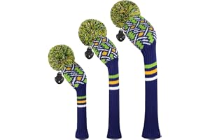 Scott Edward Stickad pom pom golf huvudbonad set 3 för drivrutinträ, Fairway och Utilities, Drickhuvudskydd, träörngott, andr
