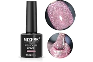‎MIZHSE MIZHSE UV Nagellack Glitzer, Reflektierendes Funkelnder Gel Nagellack Glitzer Nagellack Glänzender Diamant Pink Gellac Sparkly Gel Nail Polish für Nageldesigns Nail Art Starter Kit 10ml