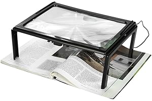 ZJCHAO Składana, bardzo cienka lupa A4 na całą stronę z 3-krotną lupą 4 diody LED do czytania Lupa z diodami LED do czytania małych wydruków i starszych seni