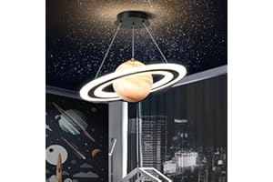 PAKFAN Astronauta moderna lampada a sospensione, dimmerabile creativo LED camera dei bambini pianeta lampadario a sospensione, illuminazione a soffitto vivaio, LED camera dei bambini Lam (3 colori dimmerabil
