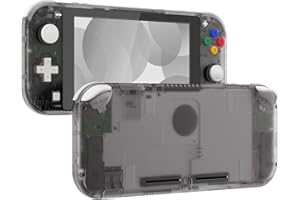 eXtremeRate Clear Black DIY Replacement Shell for Nintendo Switch Lite, NSL Handheld Controller Housing with Screen Protector, Custom Case Cover for Nintendo Switch Lite