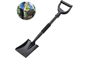 Starbover Gartenschaufel Klein, Robuste Blumenkelle Schwarz mit D-Griff 78cm, Leichte Handschaufel Metall für Erwachsene & Kinder, Allround-Schaufel zum Graben für Garten, Schnee & Camping