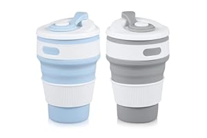 GENERIC 7WUNDERBAR Tazas de viaje plegables 2 juegos de tazas plegables, tazas de café plegables, tazas de silicona plegables cubiertas, reutilizables para acampar y hacer picnic de senderismo (350 ml)