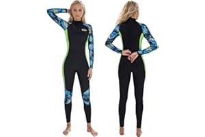 YIKAYIN Kombinezon damski z neoprenu, długi, neoprenowy, 3 mm, z zamkiem błyskawicznym na plecach, neoprenowy, do surfowania, surfowania, z długimi rękawami, termiczny, na całe ciało, do nurkowania, pływania kajakiem