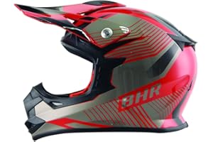 BHR Casco Cross 812 OFF ROAD | Casco de Enduro Homologado ECE con Interior Extraíble | Casco de Motocross Ligero y Seguro | RED BLAST | L