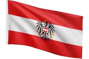 FLAGMASTER Flagge, 30 verschiedene Fahnen zur Wahl, Größe 120 cm x 80 cm, Österreich