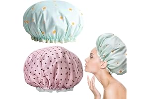 WEGLOK Gorros de Ducha Reutilizables,2 Piezas,Gorro de Satén Ajustable para Dormir Pelo Rizado,Gorros de Ducha Impermeables de Mujeres,para Dormir Pelo Rizado Mujeres y Chicas