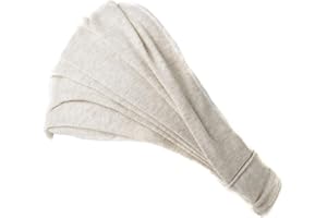 CHARM Wide ORGANIC Cotton Bandana Headband - Womens Mens bandana headbands Headwrap Elastic Head Bands Cream L
