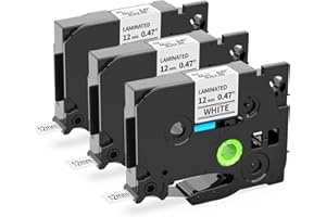 Nastro per Etichette Oozmas TZe-231 Compatibile con Brother Ptouch TZe231 TZe Tape 12mm 0.47 x 8m Nero su Bianco Laminato Tape Compatibile con Brother P-touch D210 D400 H105, 3Pz