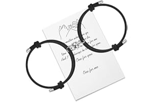 Free Space 2 braccialetti magnetici per coppie, per attrazione reciproca, corda fatta a mano, per 2 braccialetti intrecciati, regalo per uomini e donne