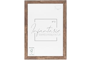 Infantasie 'N°3' Bilderrahmen 35x50 handgefertigt nach Maß | Eiche Dunkelbraun | MDF-Holz Design Collage Holzbilderrahmen inkl. Acrylglas und Metall Aufhänger (Querformat & Hochformat)