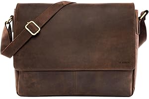 LEABAGS Messenger Bag, Acapulco Echtleder Aktentasche Herren & Damen, Leder Laptoptasche bis 15 Zoll, Umhängetasche mit Schultergurt 39 x 30 x 11 cm