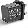 5-11V PD 25W Black USB Charger, UK Usb Plug, USB-C Output, 100V-240V Input, for Phone, Tablet, Speakers