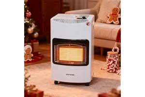 BTGGG Portable Gas Heater 4.2kw Calor Gas Heaters Indoor,Infrared Heating & Electric Ignition Mode Gas Heaters with Wheels comes with Free Hose and Regulator for Home Outdoor,White(42 x 30 x 73cm)