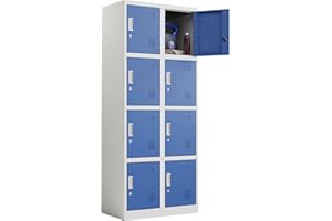 Racking Solutions 2 x 4 Door Metal Storage Lockers, Blue & Grey Steel Lockable Unit, Staff Gym School Changing 1850mm H x 380mm W x 450mm D