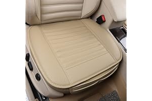 sigaer Sitzkissen Universal Sitzauflagen Autositzbezüge BambusKohle PU Leder Sitzauflage (Beige)
