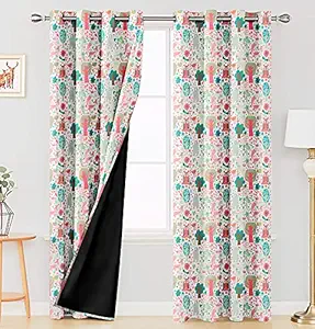 Ultimate Trends Premium Polyester Digital Printed Fancy Kids Room Blackout Curtains for Door, 7 feet, Pack of 2 Piece , Multicolor